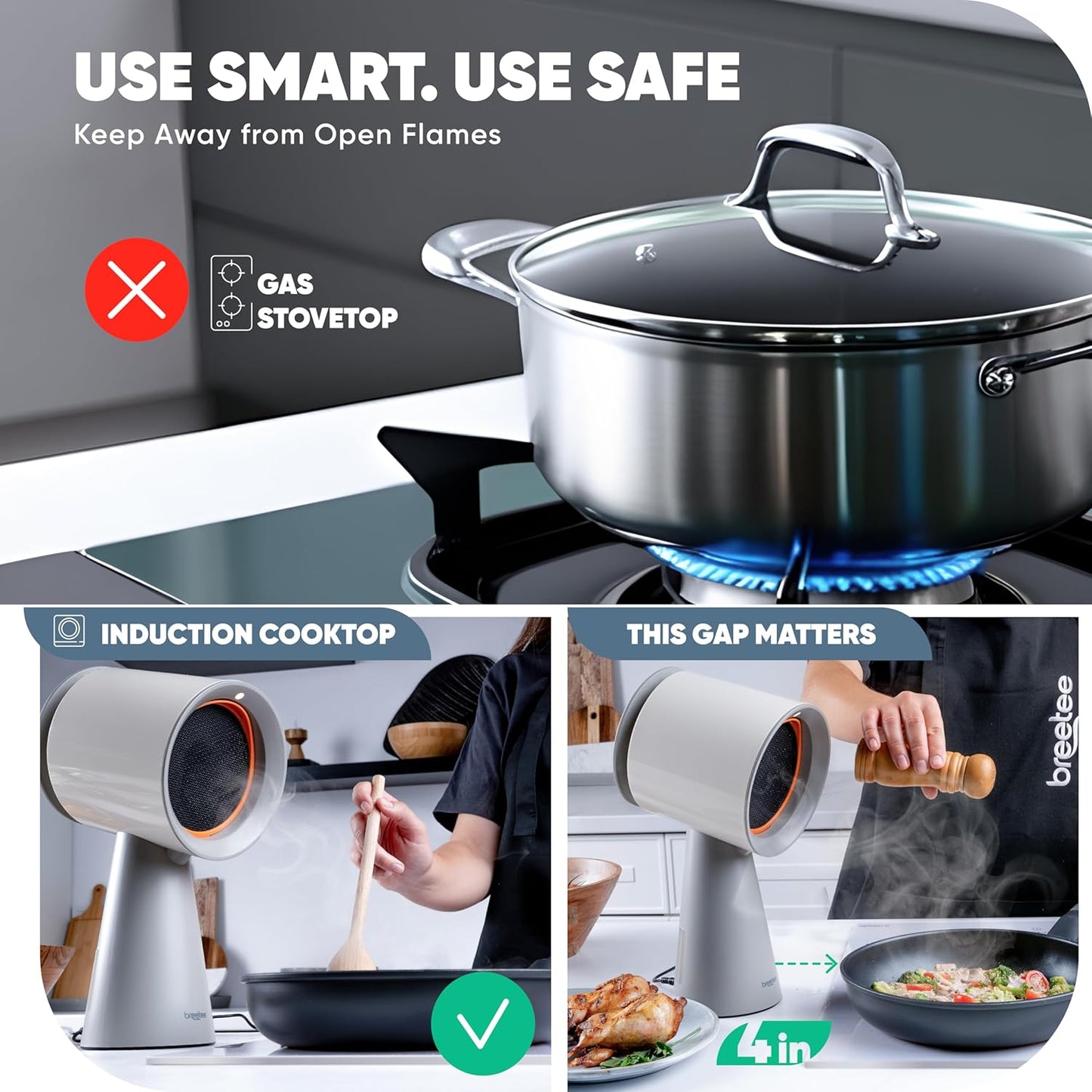 Compact Portable Range Hood - Powerful 3-Speed, Low Noise, Multi-Layer Filtration with Large Oil Cup