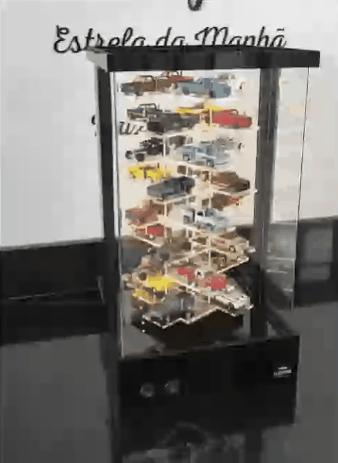 Rotating display stand accommodates 32/42 miniature models in 1:64 scale - Features lighting and motor