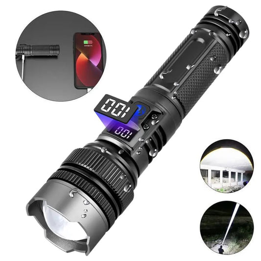 Multi-function Zoomable Super Bright Power Bank Flashlight