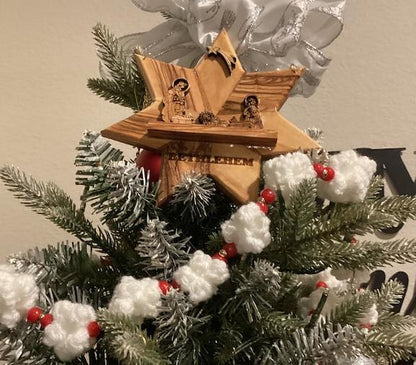 Handmade Wood Nativity Star Christmas Ornament
