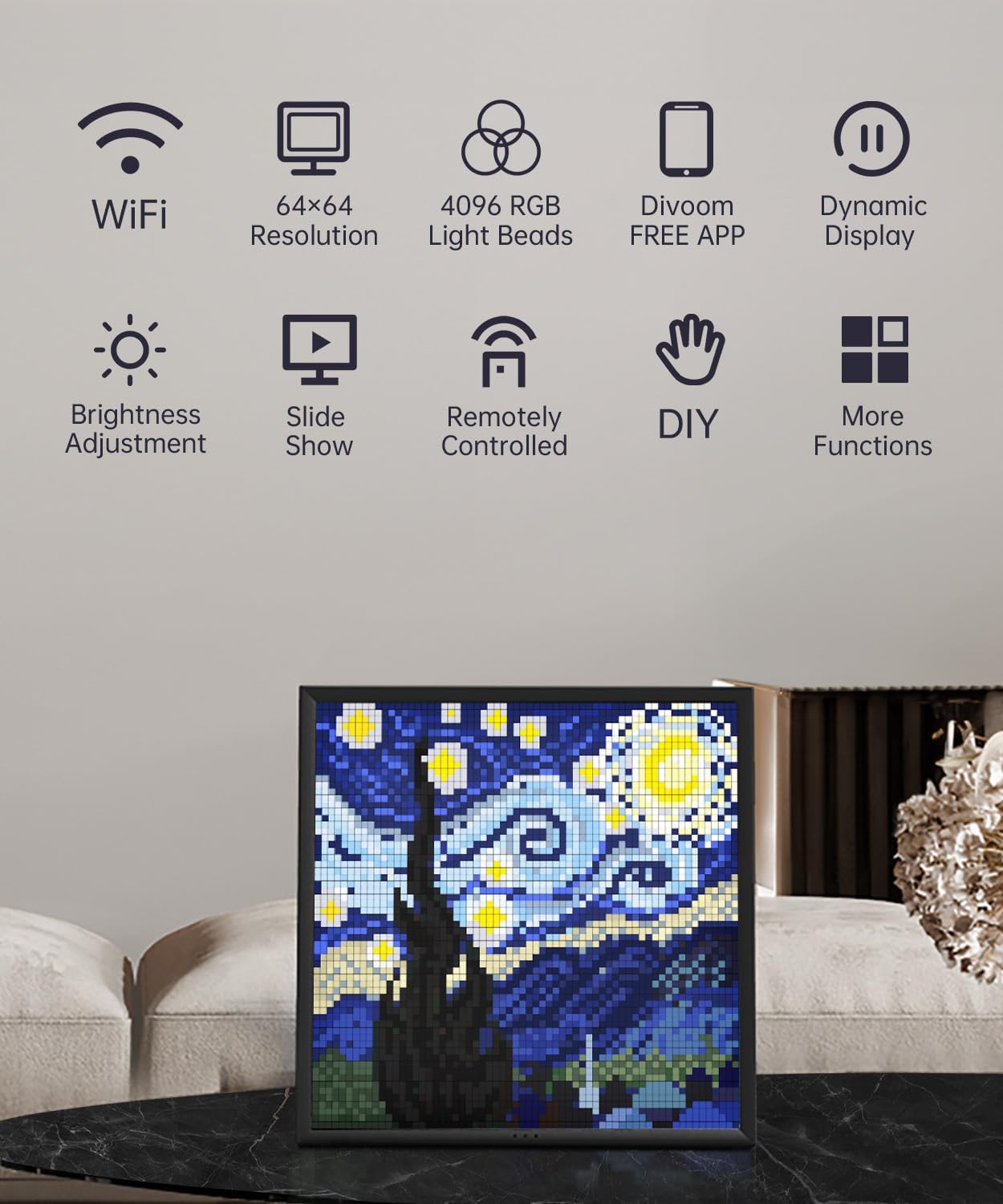 64x64 LED Pixel Art Display Frame