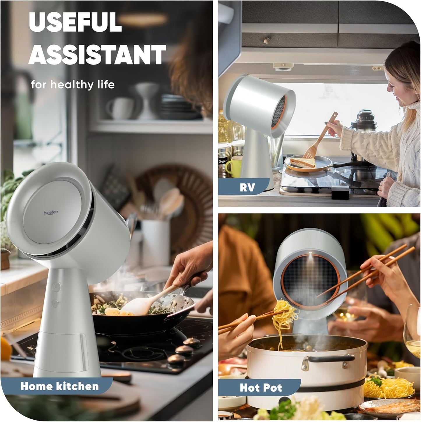 Compact Portable Range Hood - Powerful 3-Speed, Low Noise, Multi-Layer Filtration with Large Oil Cup